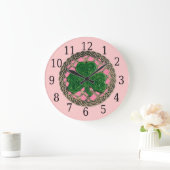 Roze shamrock en Celtic Knots  Grote Klok (Huis)