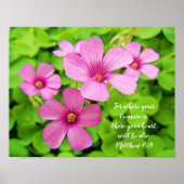 Roze Shamrock Flowers Bijbel Poster voor scripts (Voorkant)