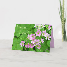 Roze Shamrock Flowers Happy Easter Kaart