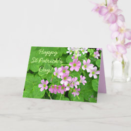 Roze Shamrock Flowers Happy St Patrick's Day Kaart
