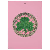 Roze Shamrock on Celtic Knots Cliboard Klembord (Achterkant)