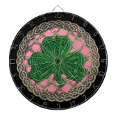 Roze Shamrock on Celtic Knots Dart Board Dartbord (Voorkant)