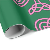 Roze Shamrock op groene achtergrond inpakpapier (Rol Hoek)