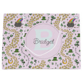 Roze Shamrocks St. Patricks cadeautasbag Groot Cadeauzakje (Voorkant)