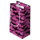 Roze Shark Bag met label voor naam Klein Cadeauzakje (Achterkant Gekanteld)