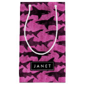 Roze Shark Bag met label voor naam Klein Cadeauzakje (Voorkant)