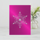 Roze Sheen Sneeuwvlok bruiloft uitnodiging (Staand voorkant)