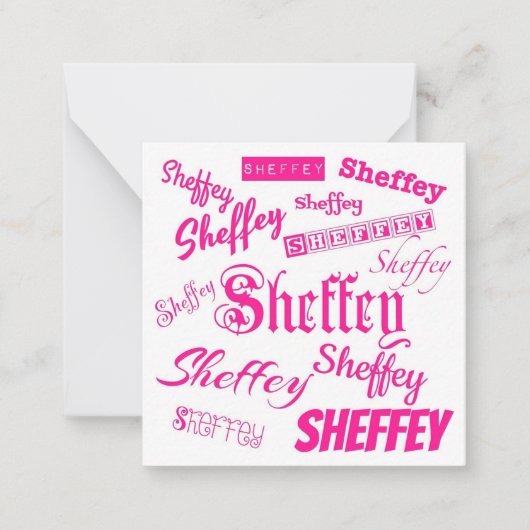 Roze Sheffey-lettertypen - 9572 Notitiekaartje (Voorkant)