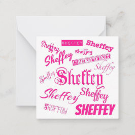 Roze Sheffey-lettertypen - 9572 Notitiekaartje