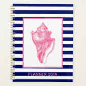 Roze Shell en Navy Stripe Planner (Voorkant)