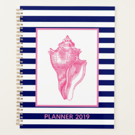 Roze Shell en Navy Stripe Planner