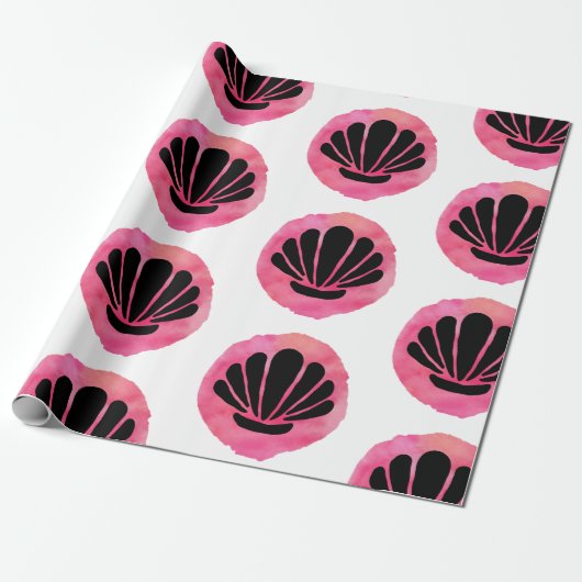 Roze Shell Patroon Cadeaupapier (Uitgerold)