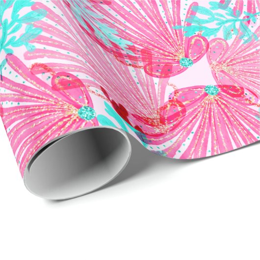 Roze Shells van Girly Patroon Cadeaupapier (Rol Hoek)