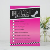 Roze Shimmer Bachelorette Checklist Kaart (Staand voorkant)