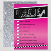 Roze Shimmer Bachelorette Checklist Kaart (Voorkant / Achterkant)