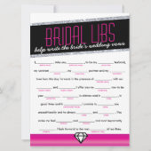 Roze Shimmer Bruids Libs Bachelorette Party Game Kaart (Voorkant)