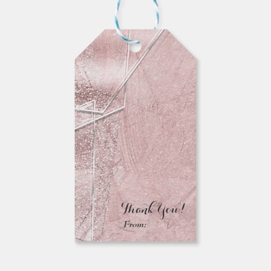 Roze Shimmer Crystal Glam Designer Style Cadeaulabel (Achterkant)