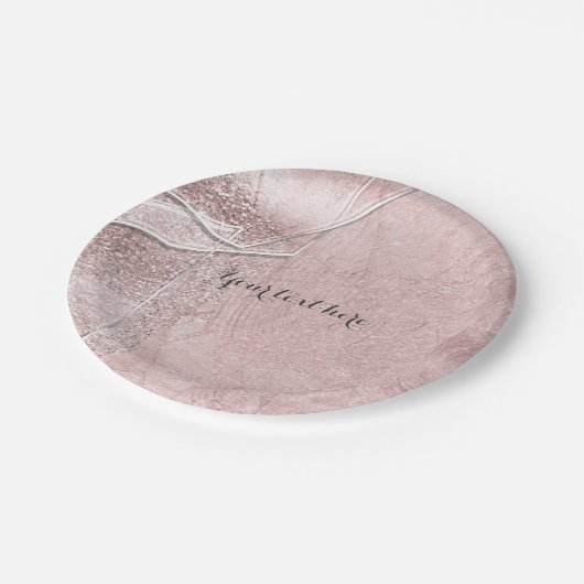 Roze Shimmer Crystal Glam Designer Style Papieren Bordje (Gekanteld)