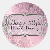 Roze Shimmer Damask Sticker (Voorkant)