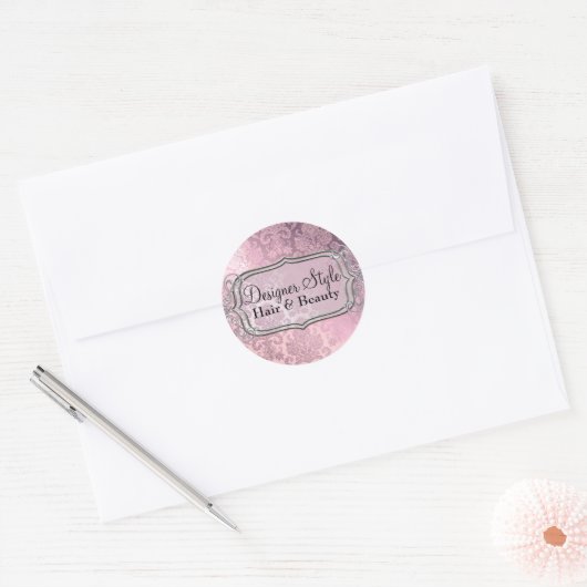Roze Shimmer Damask Sticker (Envelop)