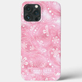 Roze Shimmer Modern Girly Paisley Personalized Case-Mate iPhone Case (Achterkant)