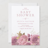 Roze Shimmer Rozen Floral Baby shower Kaart (Voorkant)