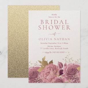 Roze Shimmer Rozen Floral Vrijgezellenfeest Kaart