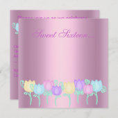 roze shimmer tulp zoet 16 uitnodiging (Voorkant / Achterkant)