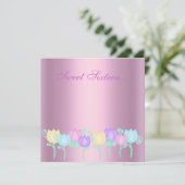 roze shimmer tulp zoet 16 uitnodiging (Staand voorkant)