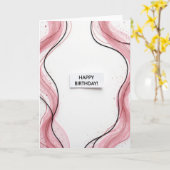 Roze Shimmer Verjaardagskaart Kaart (Gele Bloem)