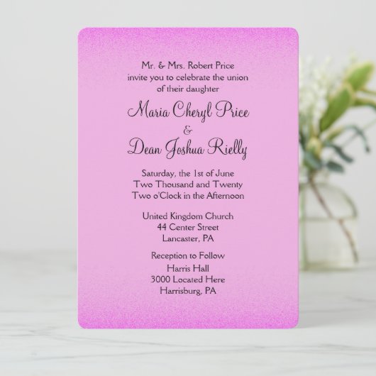 Roze Shimmer Wedding Invitations Kaart (Staand voorkant)