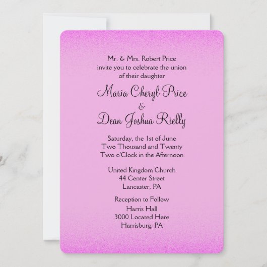 Roze Shimmer Wedding Invitations Kaart (Voorkant)