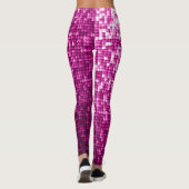 Roze shimmer, zilver, zwarte pailletten leggings (Achterkant)