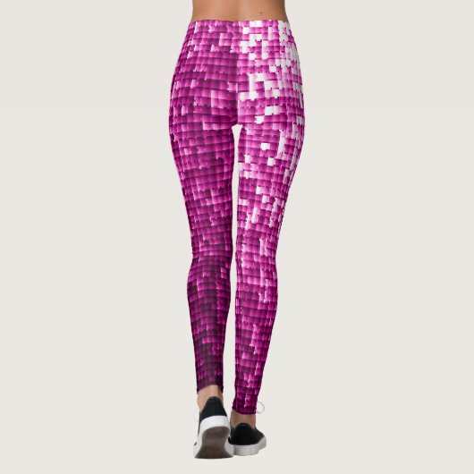 Roze shimmer, zilver, zwarte pailletten leggings (Achterkant)