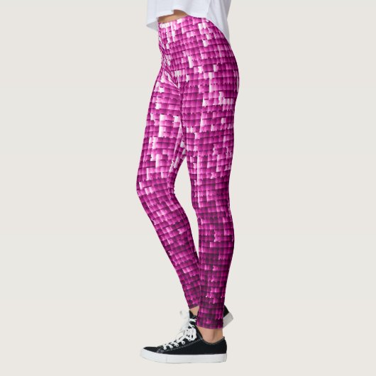Roze shimmer, zilver, zwarte pailletten leggings (Links)