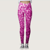 Roze shimmer, zilver, zwarte pailletten leggings (Voorkant)
