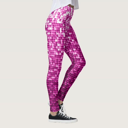 Roze shimmer, zilver, zwarte pailletten leggings (Rechts)