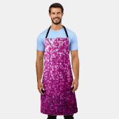 Roze shimmer, zilver, zwarte pailletten schort (Gedragen)