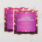 Roze Shimmering Lights Bokeh Sweet Sixteen Invite Kaart (Voorkant / Achterkant)