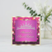 Roze Shimmering Lights Bokeh Sweet Sixteen Invite Kaart (Staand voorkant)
