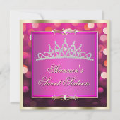 Roze Shimmering Lights Bokeh Sweet Sixteen Invite Kaart (Voorkant)