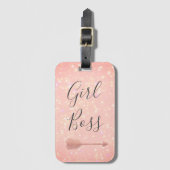 Roze Shimmery Meisje Boss Bagagelabel (Voorkant (verticaal))