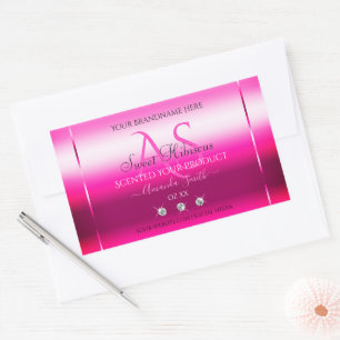 Roze Shimmery Product Labels Diamonds en Initialen
