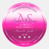Roze Shimmery Product Labels Diamonds en Initialen (Voorkant)