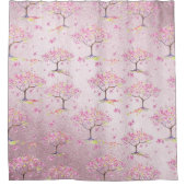 Roze Shiny Cherry Blossom Spring Pattern Douchegordijn (Voorkant)
