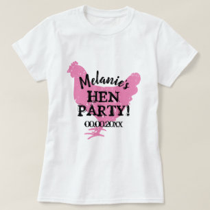 Roze shirten van een partij met logo kip t-shirt