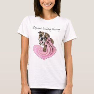 Roze Shirten voor bulledog met ribbon  voor een go T-shirt