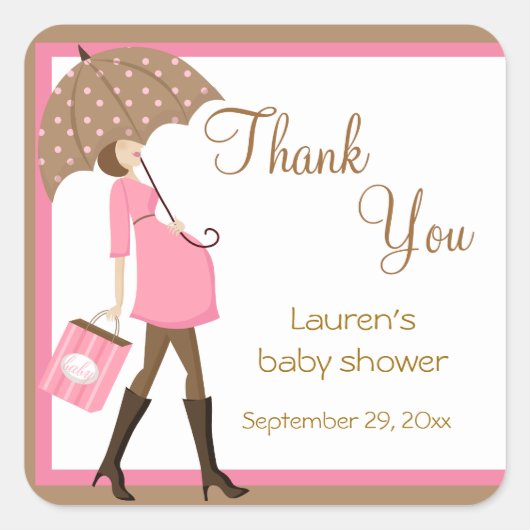 Roze Shopper Baby shower Stickers (Voorkant)
