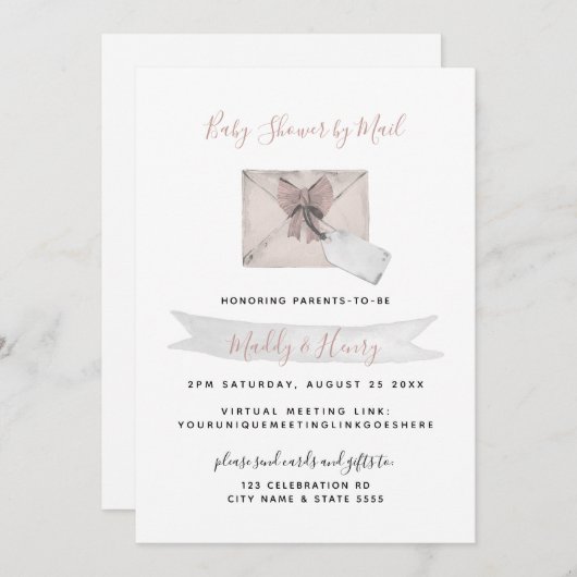 Roze Shower per Mail Virtual Long Distance Kaart (Voorkant / Achterkant)