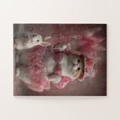 Roze Showgirl Cat & Bunny – Schattigee puzzel (Horizontaal)